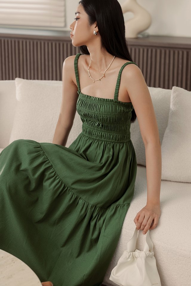 NATALIA LINEN TIERED MAXI IN PINE