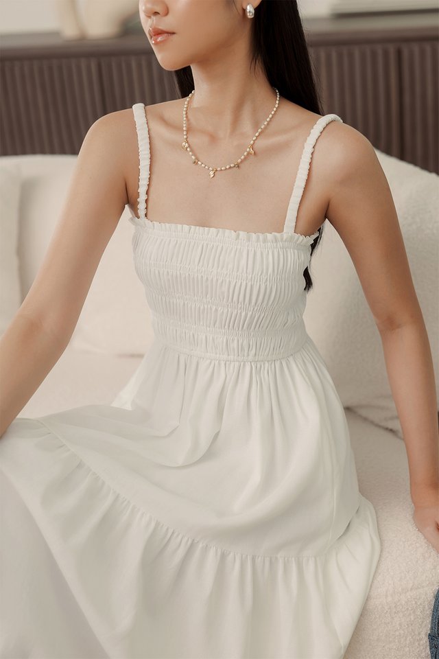 NATALIA LINEN TIERED MAXI IN WHITE