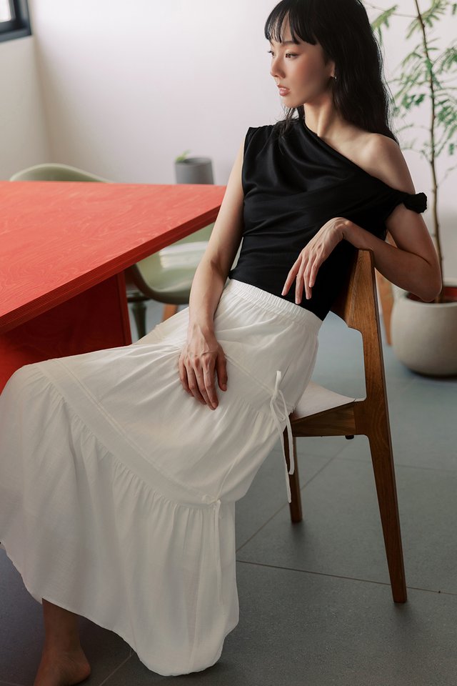 EMMIE LINEN TIERED MAXI IN WHITE