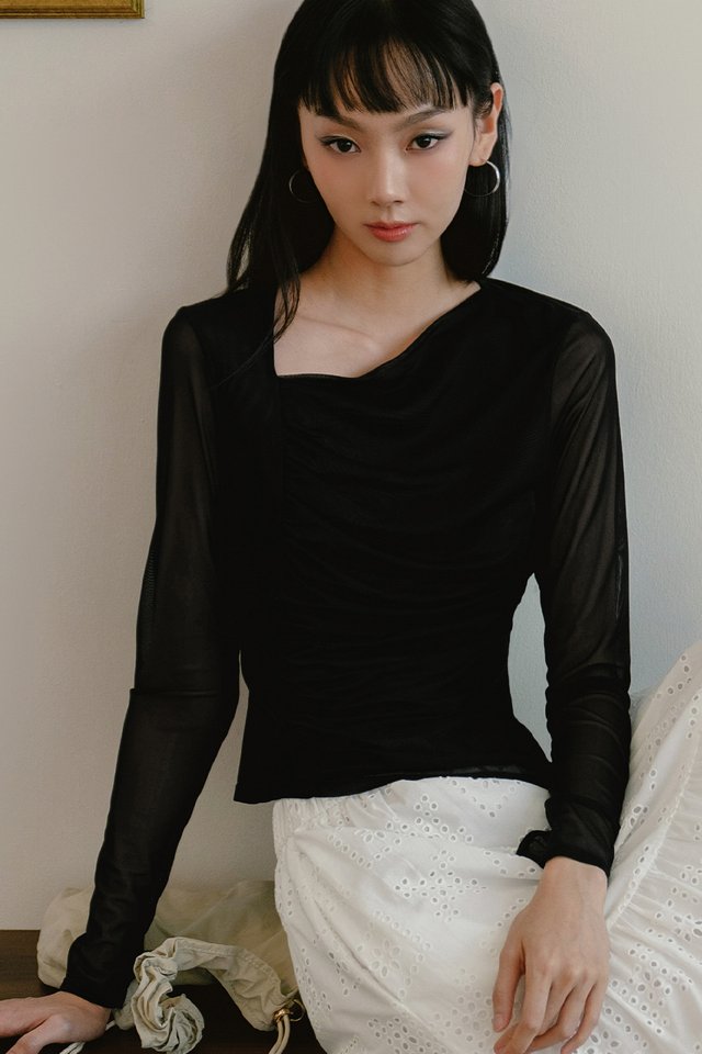 LOGAN TULLE TOP IN BLACK