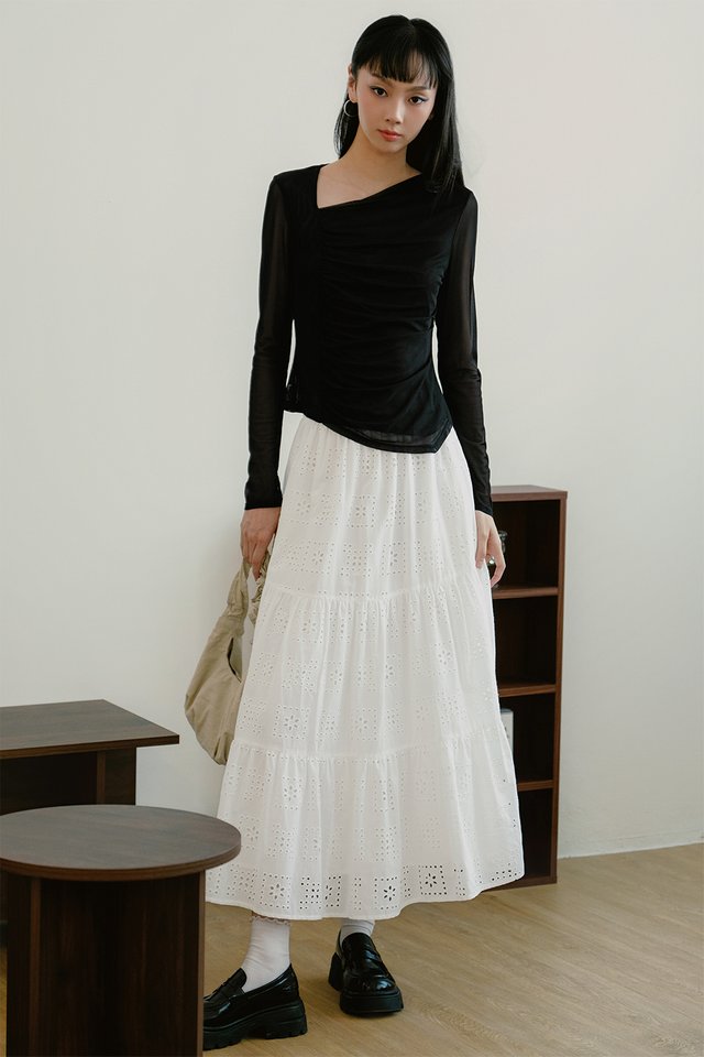 LOGAN TULLE TOP IN BLACK