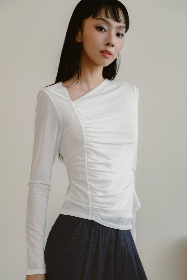 LOGAN TULLE TOP IN WHITE