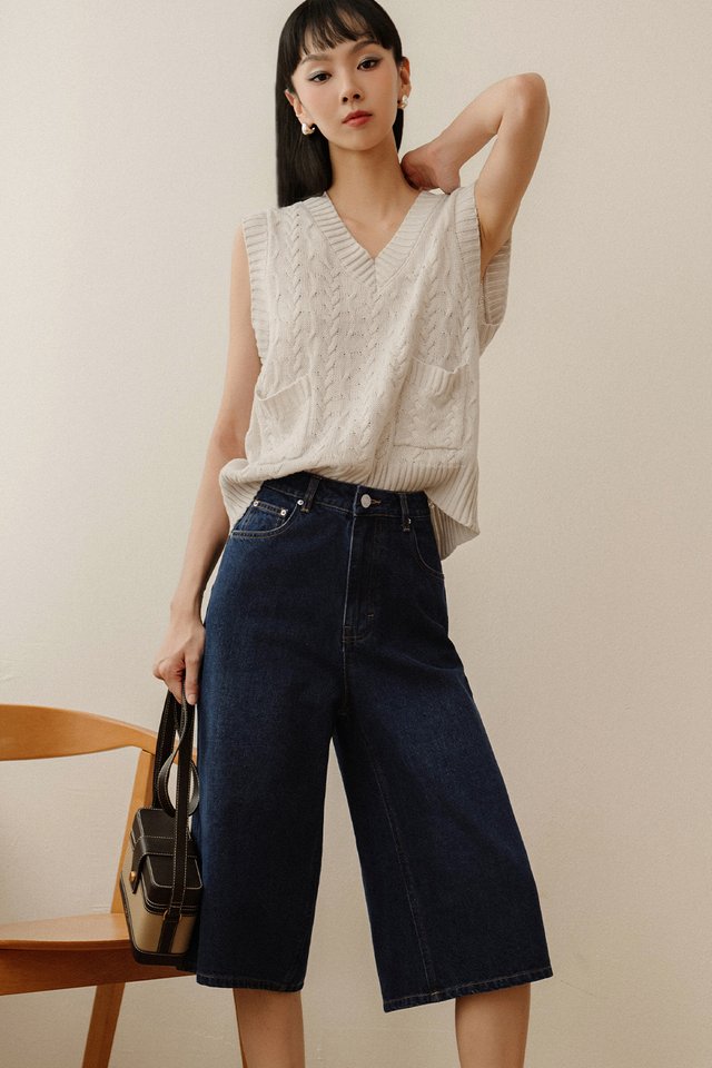 NICCO DENIM JORTS IN DARK WASH