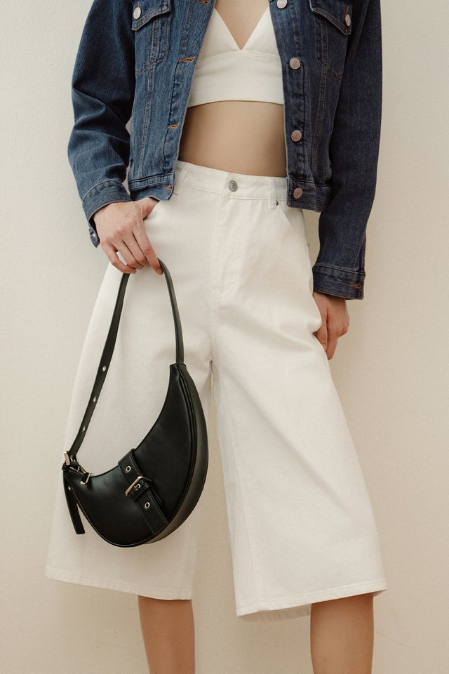 NICCO DENIM JORTS IN WHITE