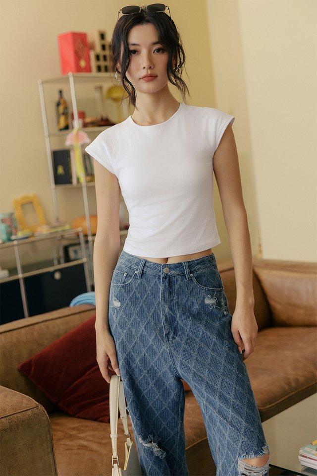 BOYCE PADDED TEE IN WHITE