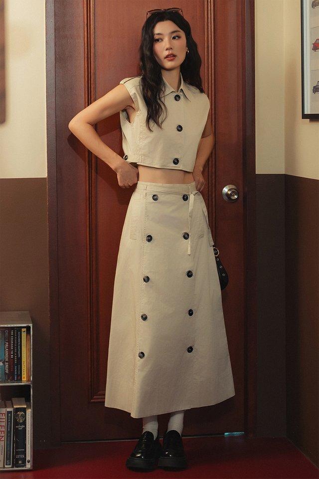 GABB TRENCH MAXI IN KHAKI