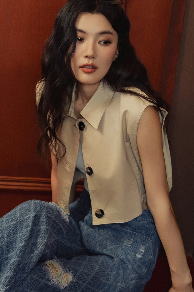 GABB TRENCH TOP IN KHAKI