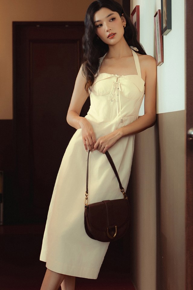 MICAH CORSET SHEATH MIDI IN CHALK