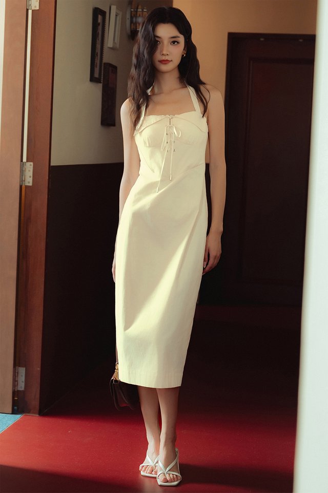 MICAH CORSET SHEATH MIDI IN CHALK
