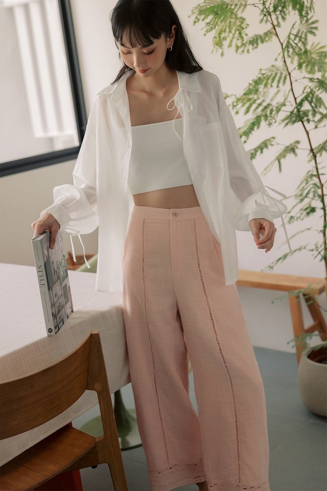 MYLO CROCHET PANTS IN LIGHT BLUSH