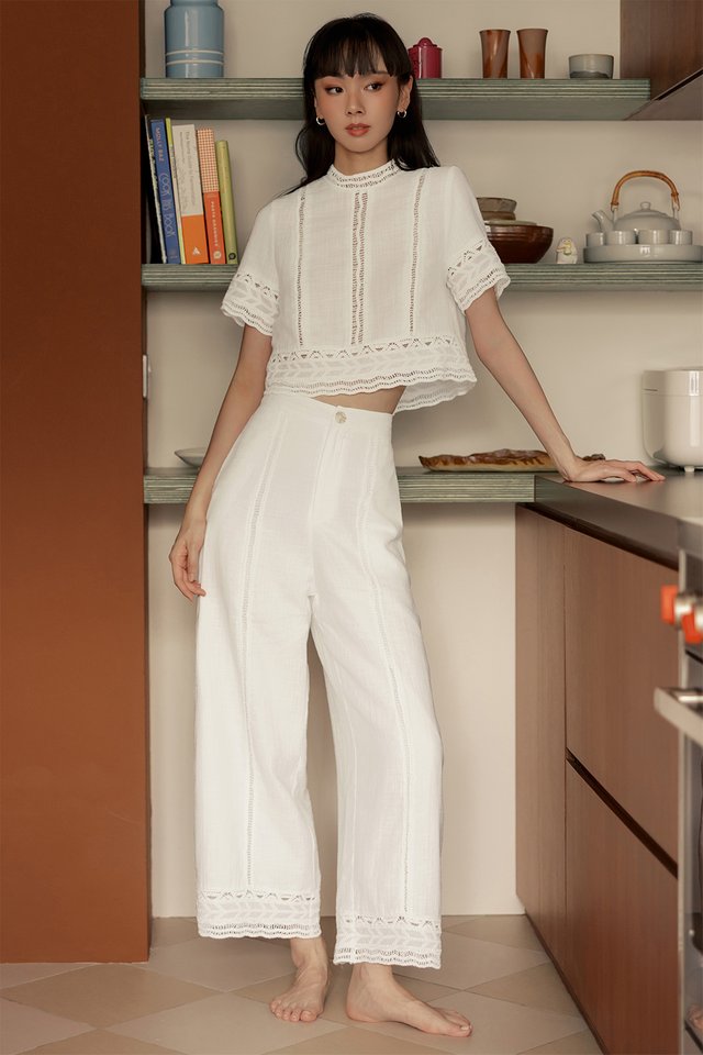 MYLO CROCHET PANTS IN WHITE