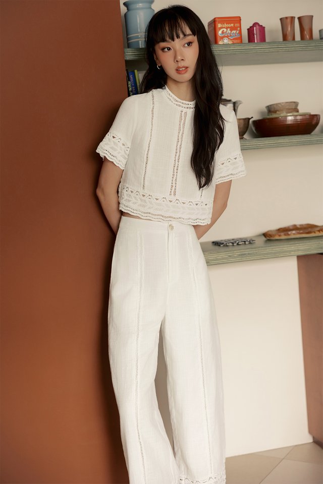 *BACKORDER* MYLO CROCHET TOP IN WHITE