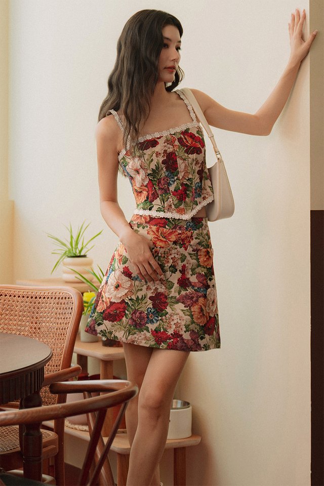 BRIDGET CORSET BROCADE TOP IN CREAM