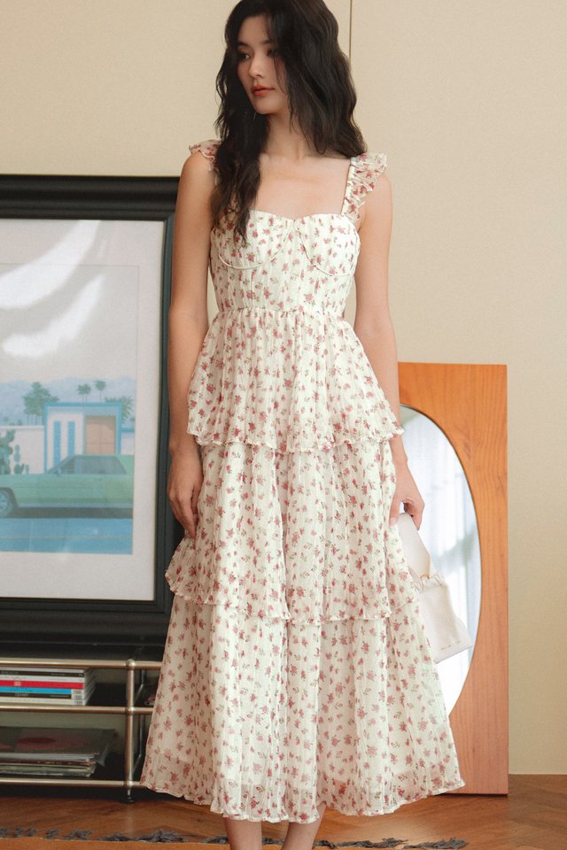 KOYEE TIERED MAXI IN WHITE