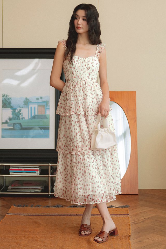 KOYEE TIERED MAXI IN WHITE