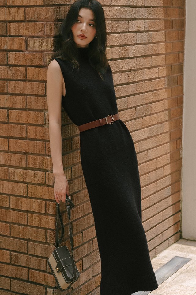 OLIE KNIT WOOL MAXI IN BLACK