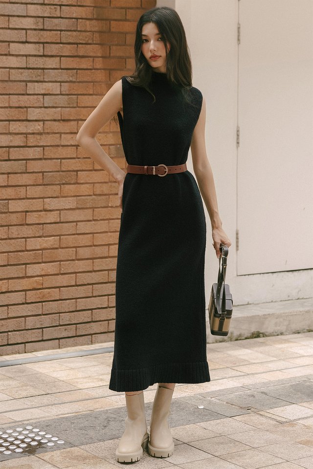 OLIE KNIT WOOL MAXI IN BLACK