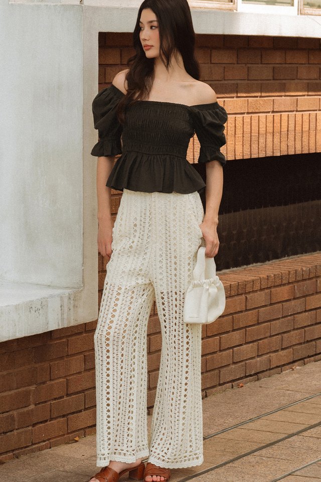 SONNY CROCHET KNIT PANTS IN MILK