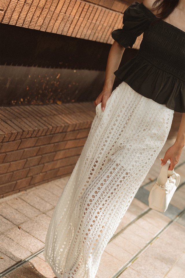 SONNY CROCHET KNIT PANTS IN MILK