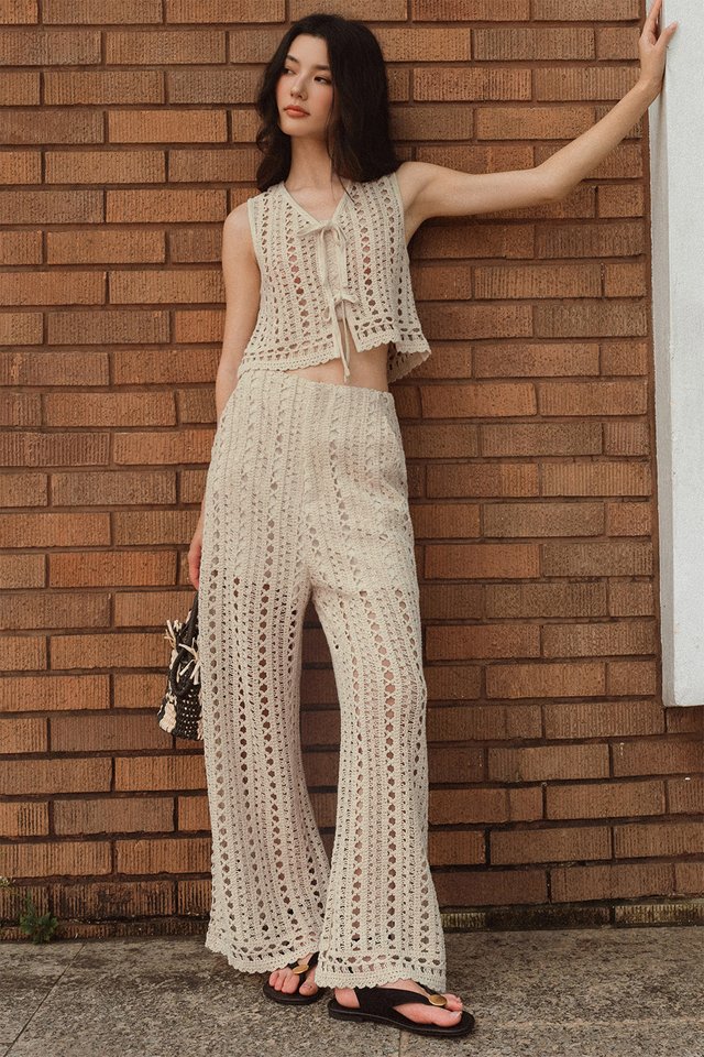 SONNY CROCHET KNIT PANTS IN OATMEAL