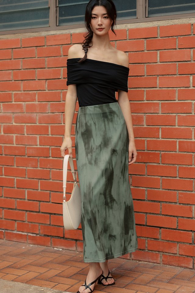 LOGAN TIE-DYE TULLE MAXI IN ARTICHOKE