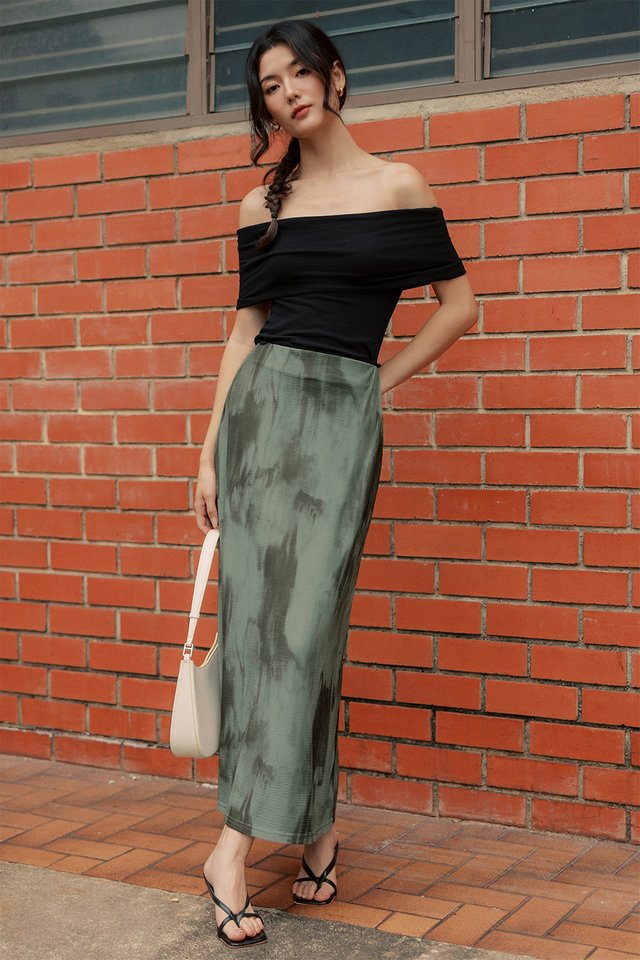 LOGAN TIE-DYE TULLE MAXI IN ARTICHOKE