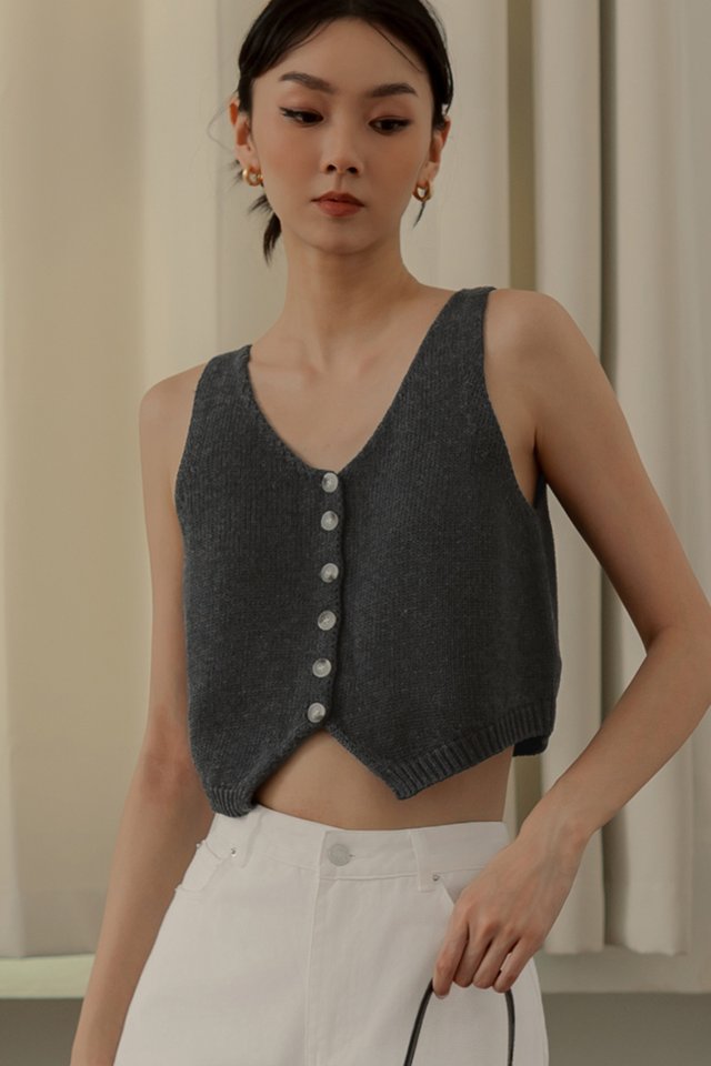 MAREN KNIT VEST TOP IN GRAPHITE