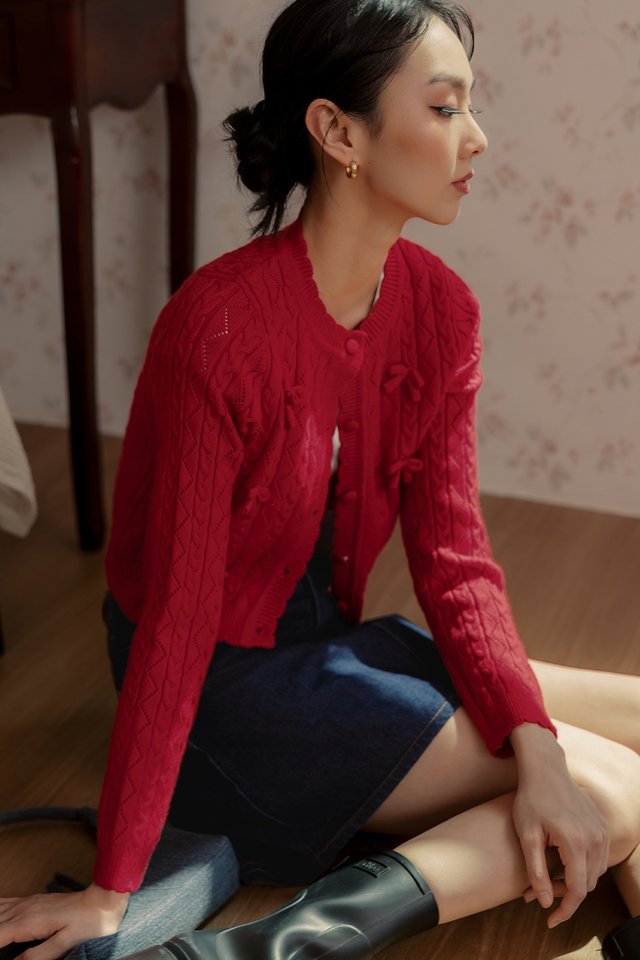 ODIN KNIT CARDIGAN IN RED