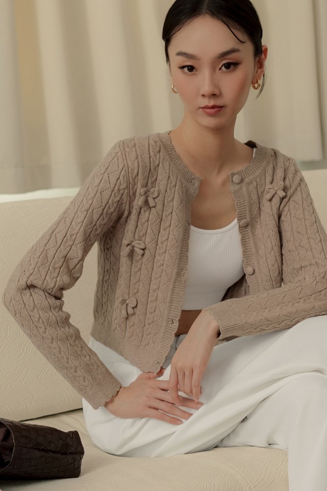 ODIN KNIT CARDIGAN IN TAUPE PINK