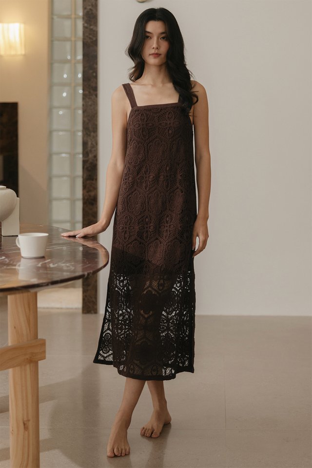 SORA CROCHET MIDI IN COCOA