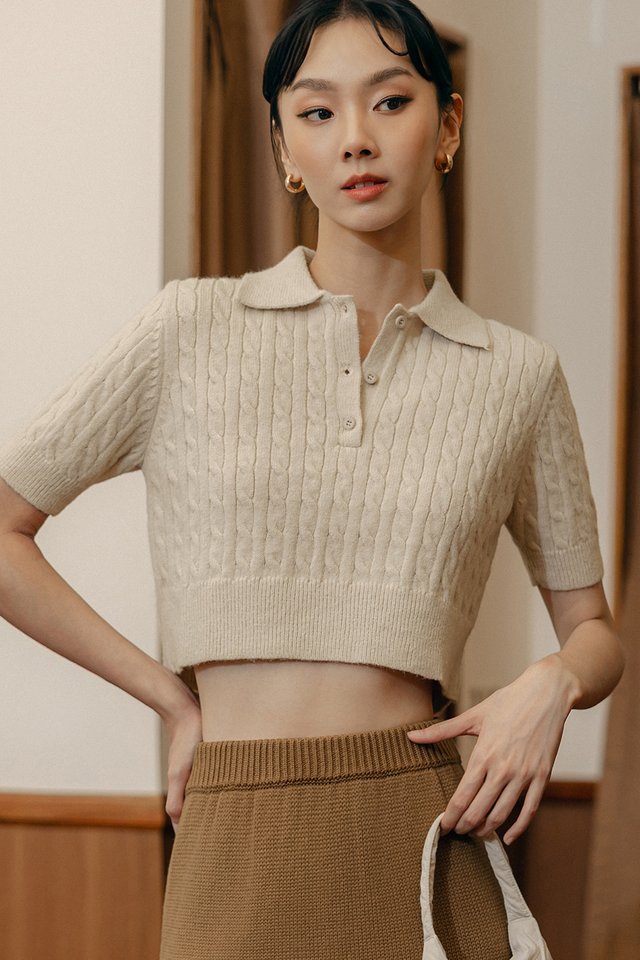 ELLI KNIT POLO IN OAT