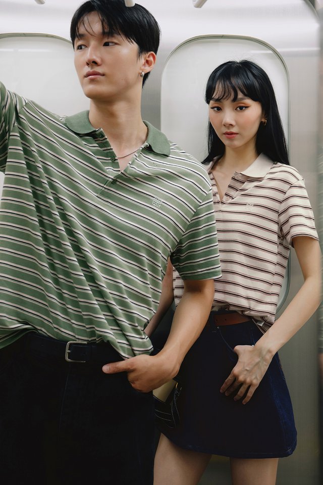 FINLEY STRIPE MEN’S POLO IN SAGE