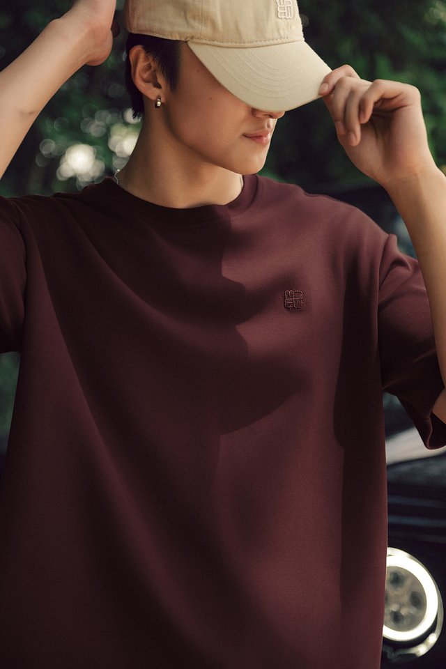 JORDAN UNISEX OVERSIZED TEE IN BURGUNDY