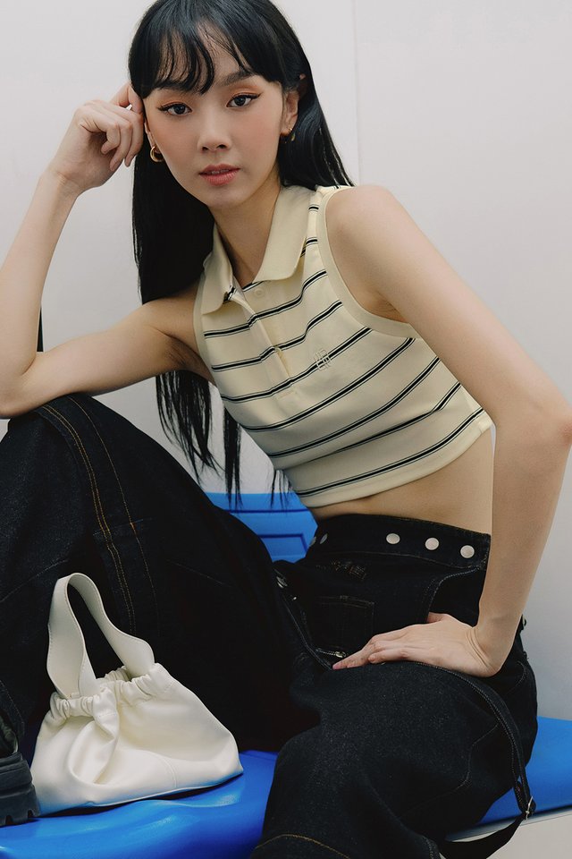 LYRE STRIPE CROP TOP IN CHALK