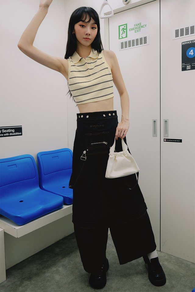 LYRE STRIPE CROP TOP IN CHALK