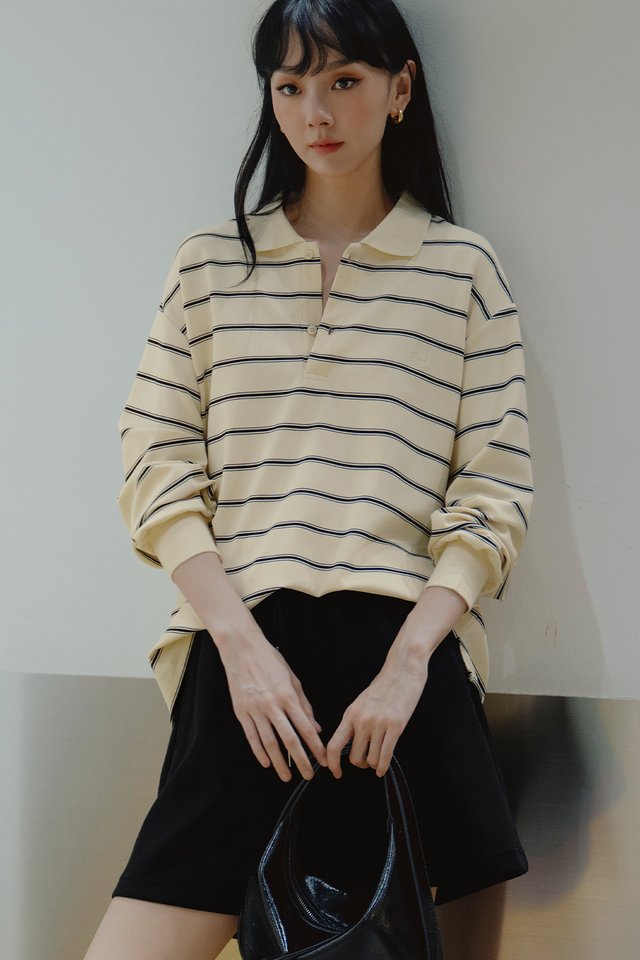 LYRE STRIPE UNISEX PULLOVER IN CHALK