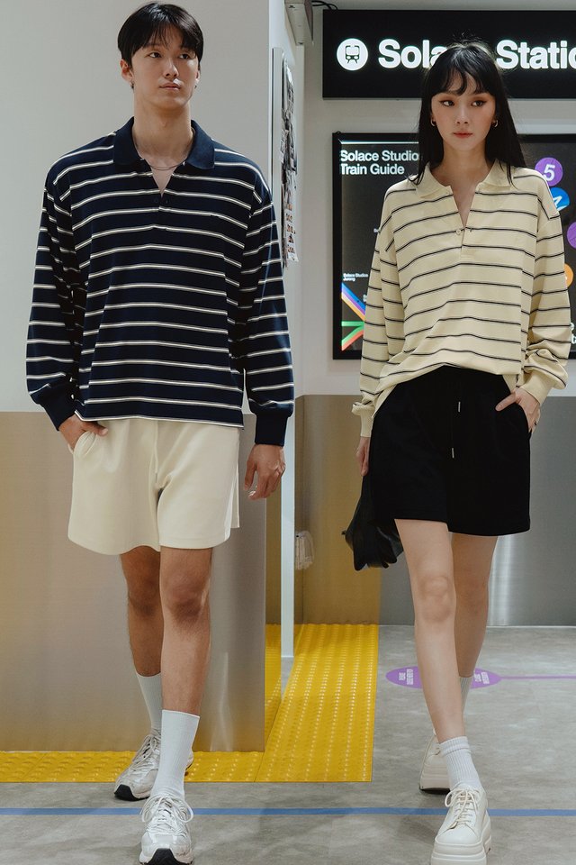 LYRE STRIPE UNISEX PULLOVER IN NAVY