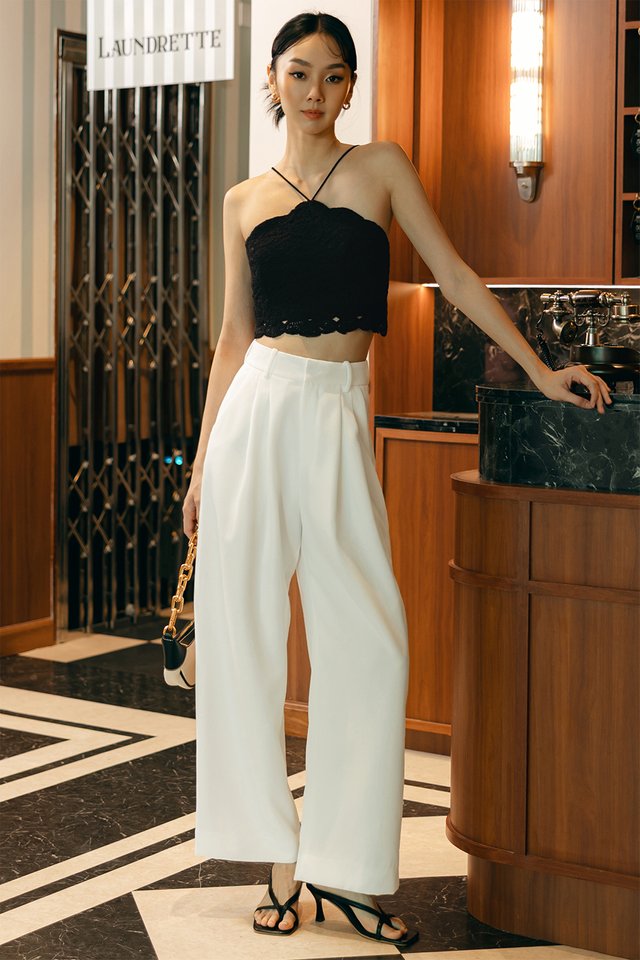 RYLEE CROCHET PADDED TOP IN BLACK