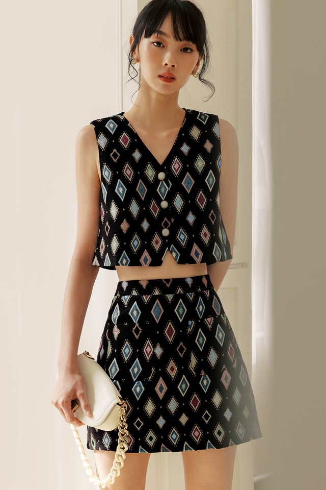 COOPER BROCADE SKORTS IN BLACK