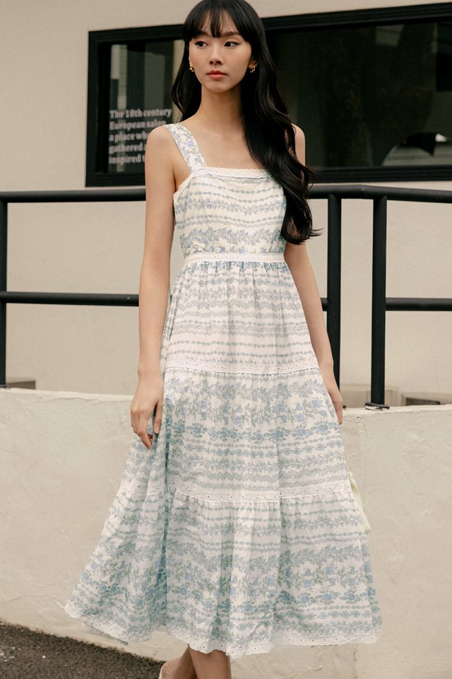 COTTAGE BRODERIE MAXI IN BLUE