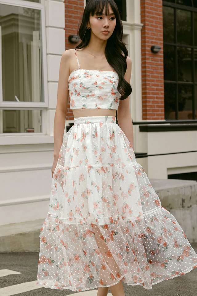 EVERLEE ORGANZA TIERED MAXI IN WHITE