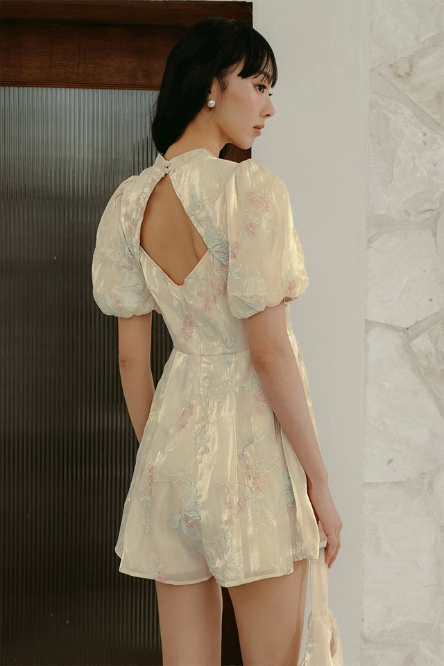 HANAMI ORGANZA CHEONGSAM PLAYSUIT IN CHALK