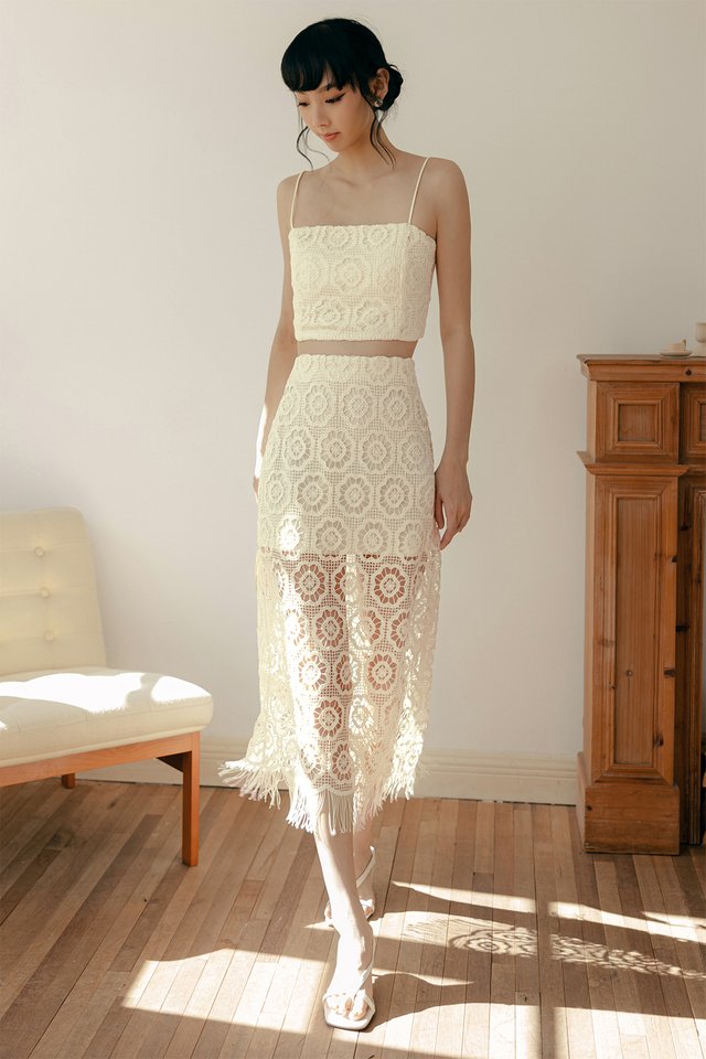 ISLA CROCHET PADDED TOP IN MILK