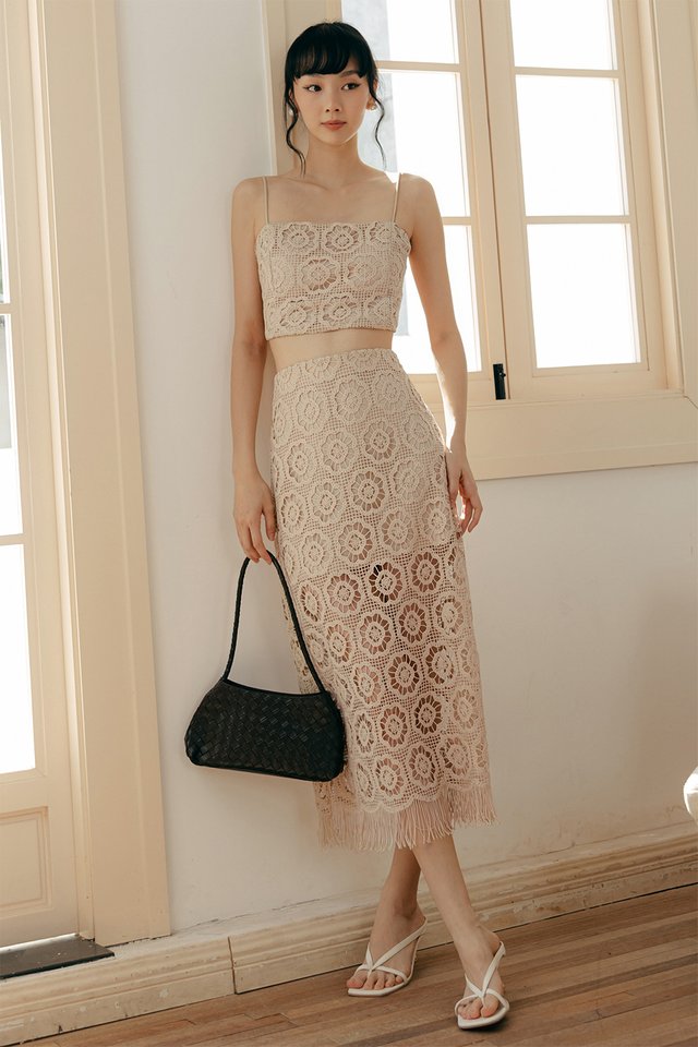 ISLA CROCHET PADDED TOP IN MILK TEA