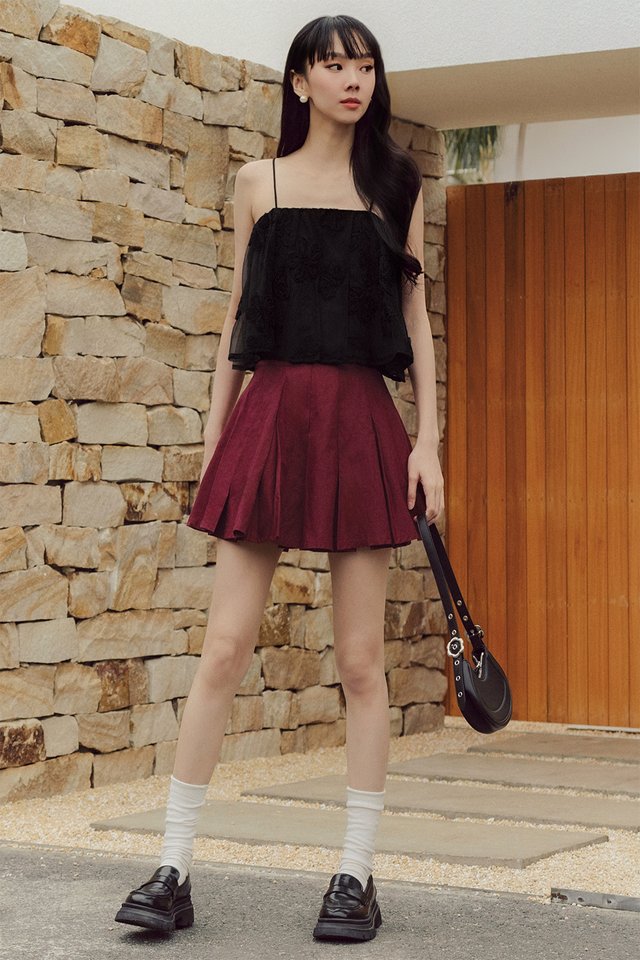 KELLAN APPLIQUÉ TULLE TOP IN BLACK