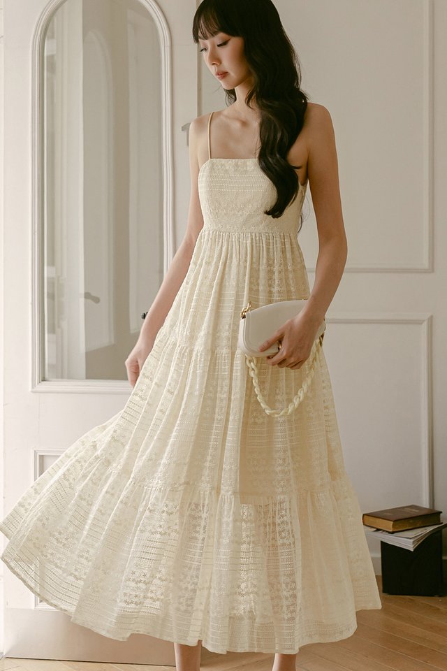 KYLER LACE TIE-BACK MAXI IN CREAM