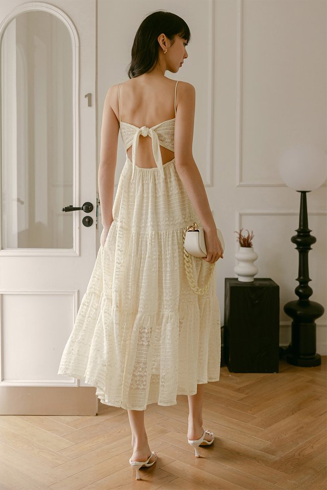 KYLER LACE TIE-BACK MAXI IN CREAM