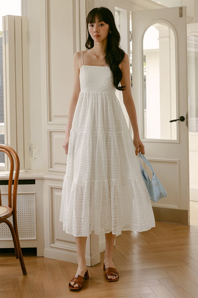 KYLER LACE TIE-BACK MAXI IN WHITE