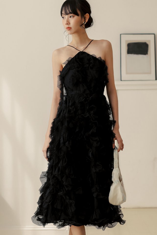 LILLY TULLE MAXI IN BLACK