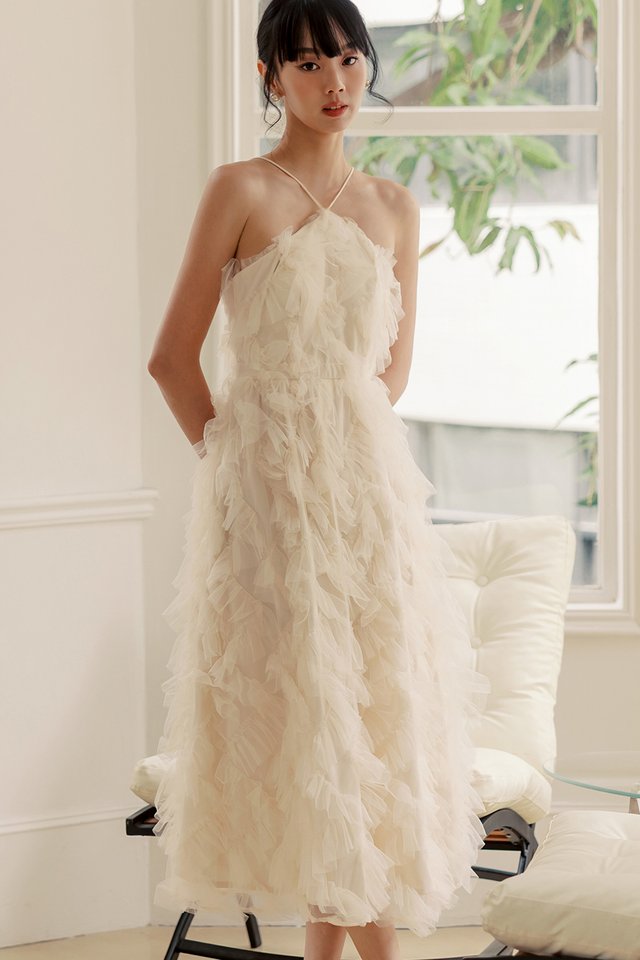 LILLY TULLE MAXI IN CHALK
